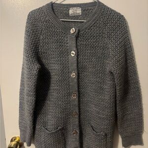 Vintage 1970s College Point Gray Textured Cardigan